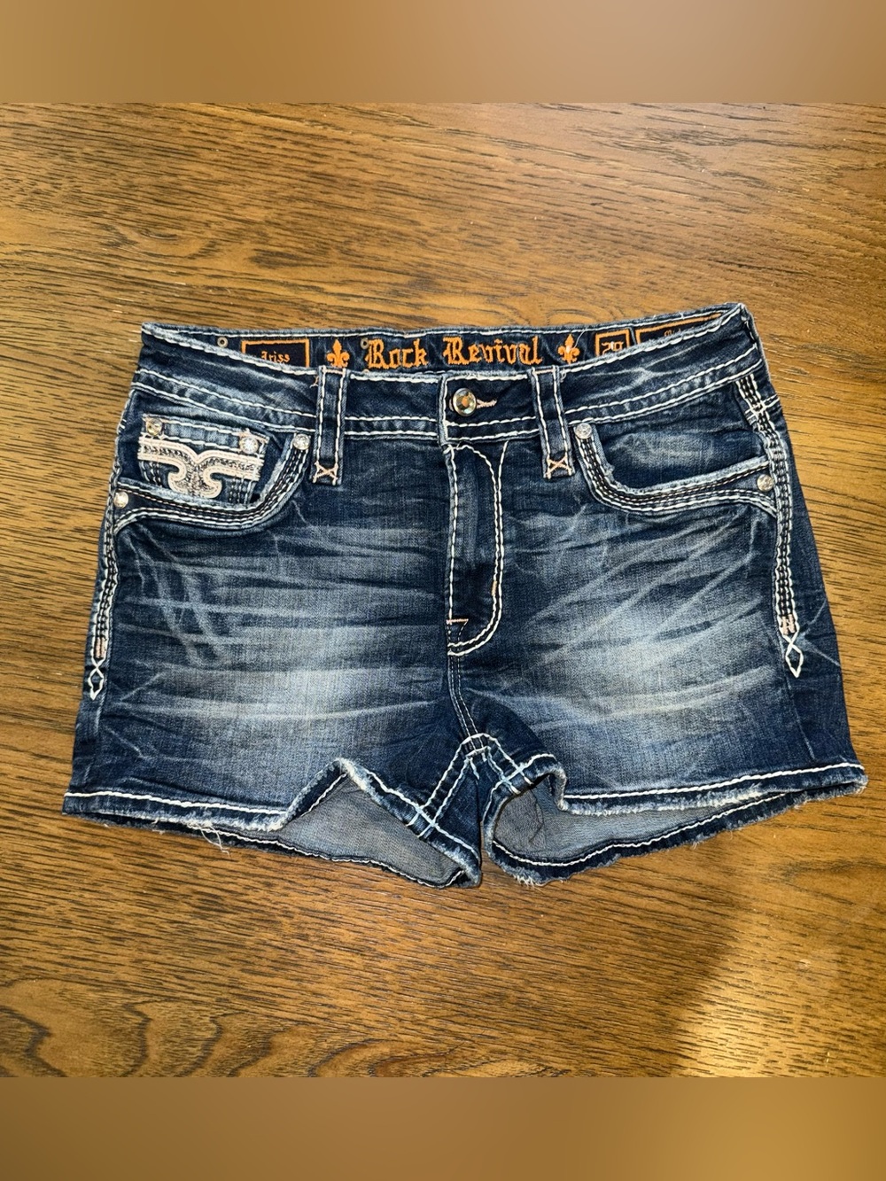 Rock Revival Women's Faded Dark Indigo Distressed Denim Shorts